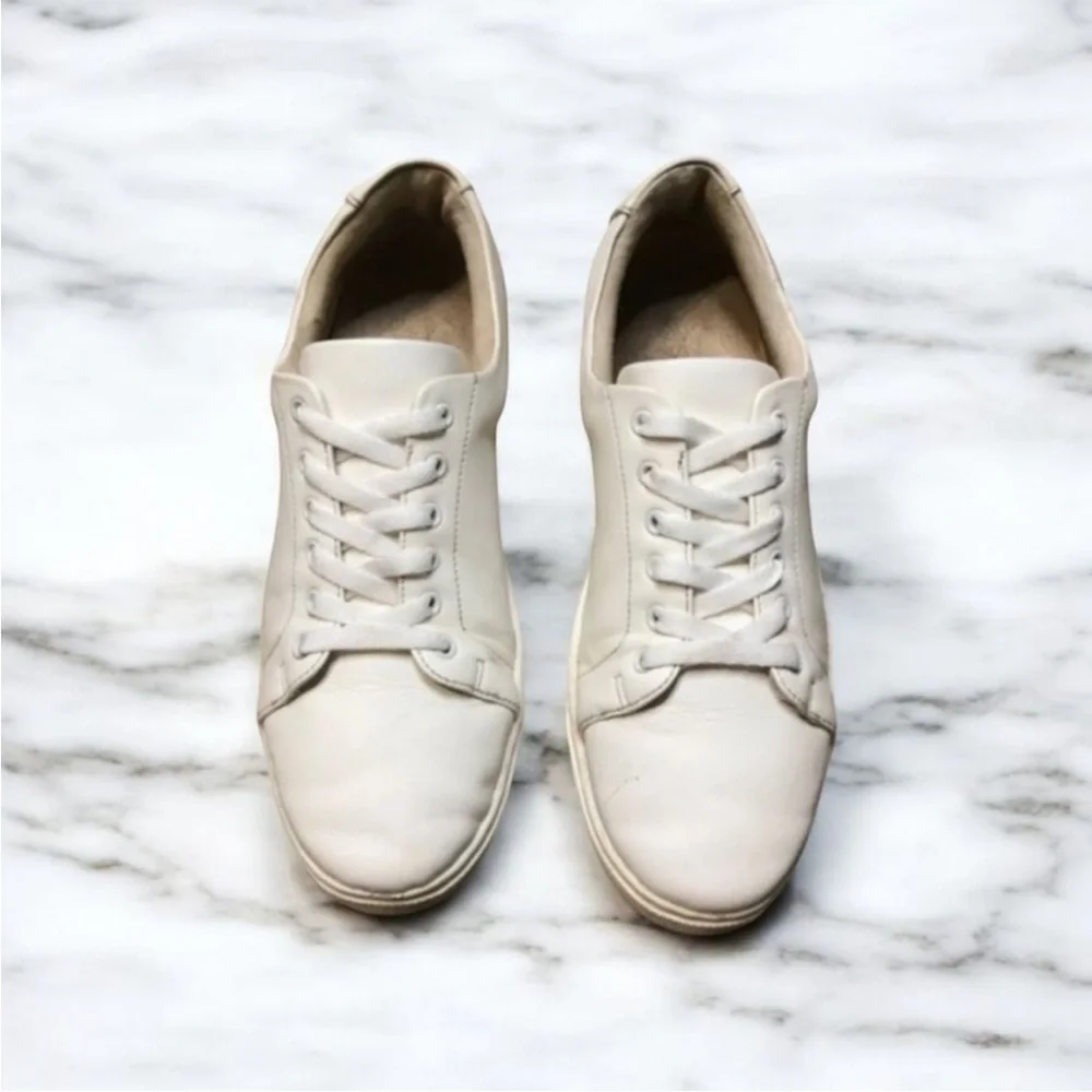 JOIE “Harvard” Vegan Leather Lace-up Sneakers in White Size 10